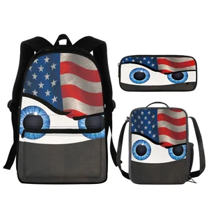 Рюкзаки FORUDESIGNS, 3 шт./комплект, американский флаг плюс, модные элементы, сумка для обеда, школьные ранцы для студентов, Многофункциональные ранцы