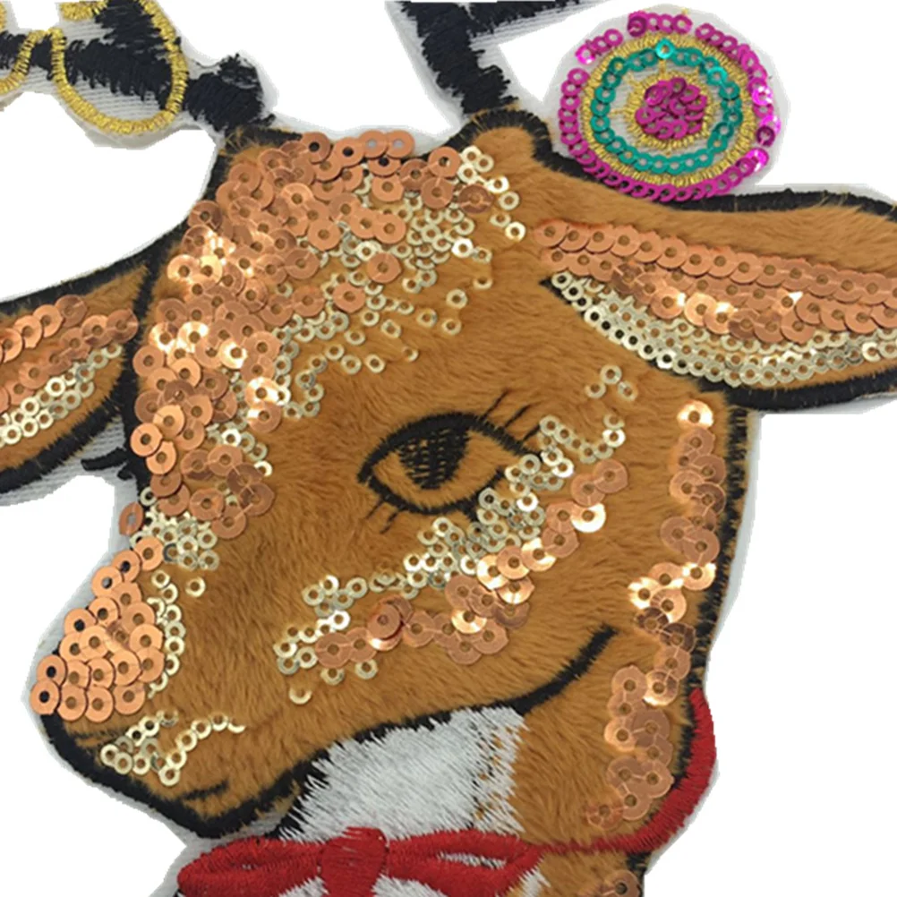 Sequin Embroidery Sewing Patches Deer Shaped Patch Sweater T-shirt Clothing Patch Appliques for Children’s Women Girl