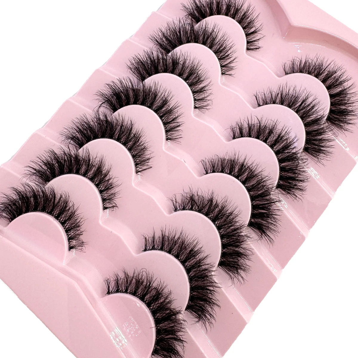 HBZGTLAD 7 Paar Katzenaugen-Wimpern, Natürliche Lange Wimpern mit Klarem Band, Flügelendes Ende, Verlängerte Augenwimpern, Kunstnerz-Wimpern für Make-up – Detail 2