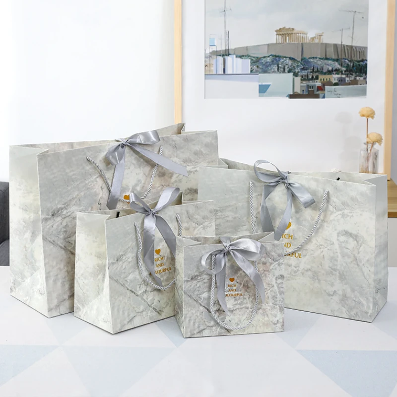 

New Creative Big Grey Marble Gift Bag Box for Party Baby Shower Paper Chocolate Boxes Package Wedding Favours Candy Boxes