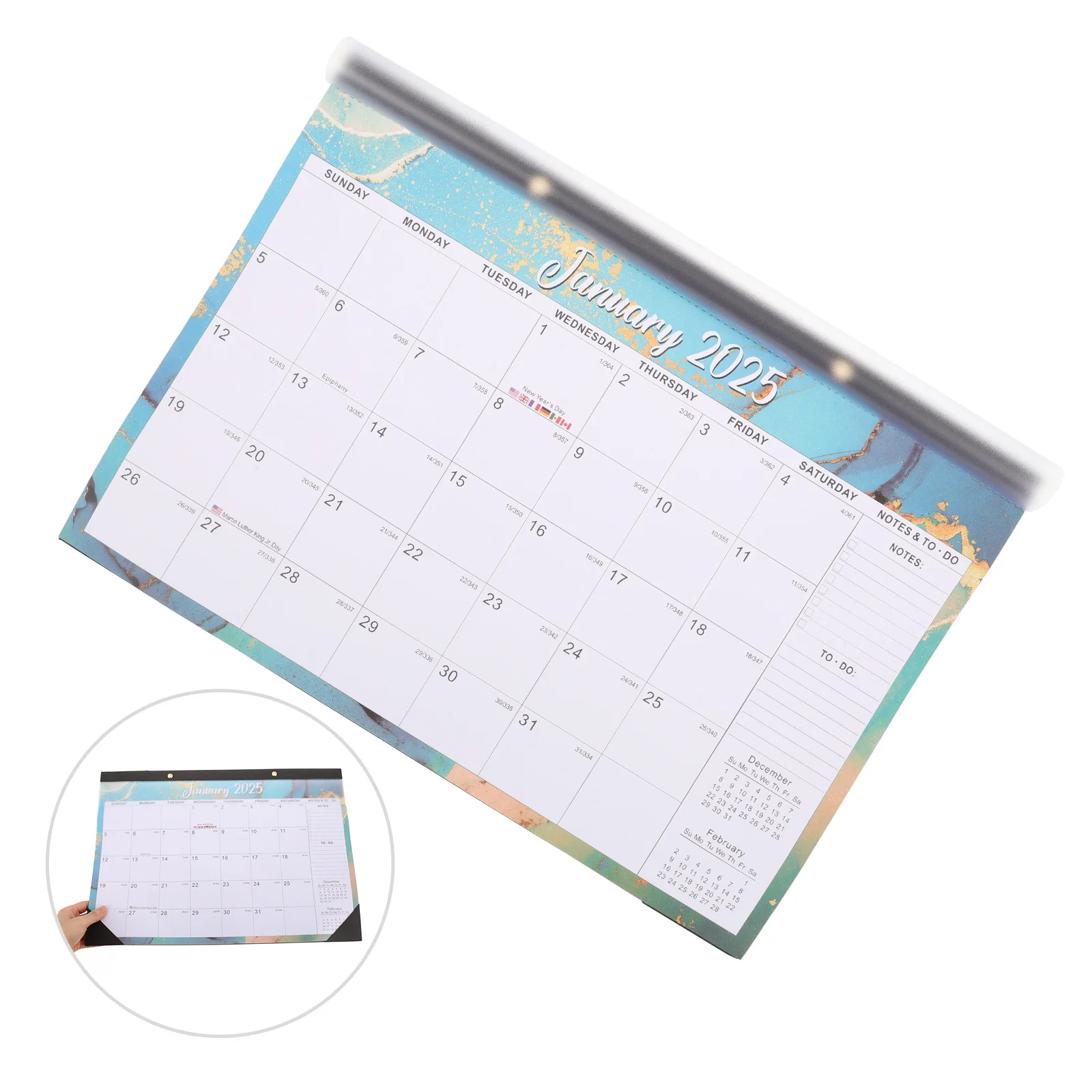 18pcs Kalender Dinding Gantung Bahasa Inggris untuk Kantor, Rumah, Ruang Belajar, Dekorasi Dinding Kalender Harian 2025-2026