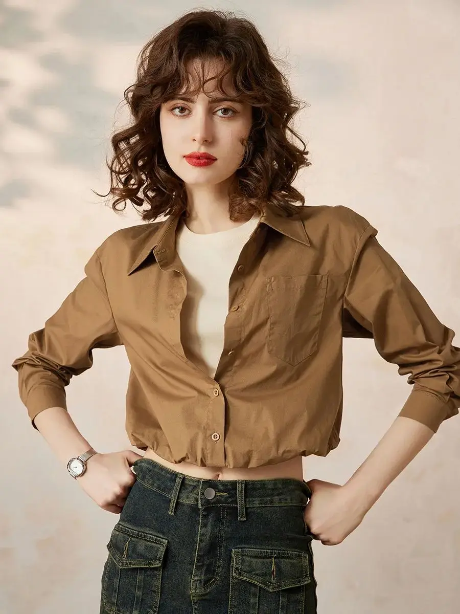 LOUIS YAO Women Fake Two Pieces Shirt 2024 Spring New Office Lady Fashionable Casual Long Sleeve Turn Down Collar Blouse Top