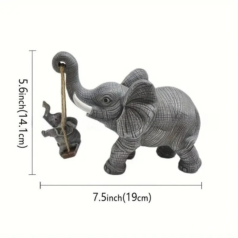 Hot selling pair of stone mother son elephant gatekeeper stone elephant resin creative cute ornament