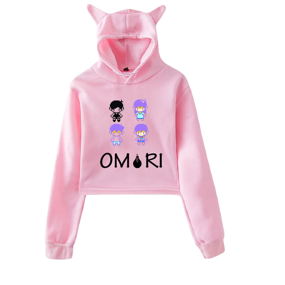 

Anime Omori Crop Top Hoodie Women Hip Hop Streetwear Kawaii Cat Ear Harajuku Hooded Cropped Sweatshirt Sudaderas Mujer