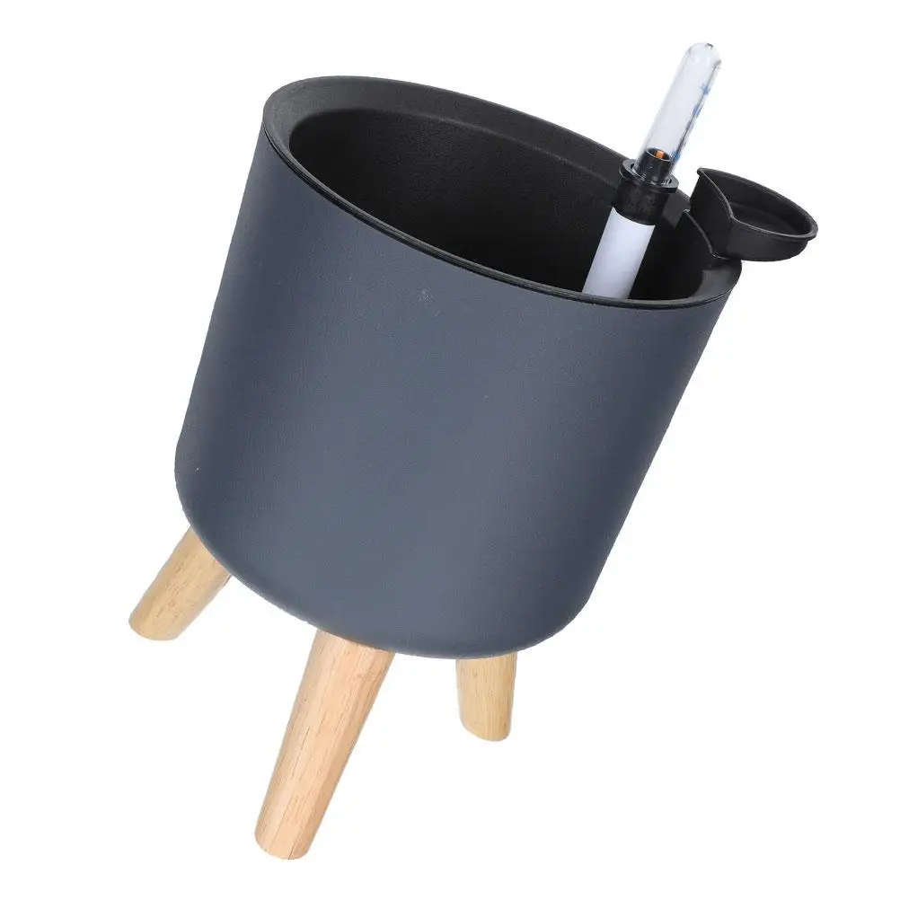 

Automatic Self Watering Flower Pot Grey Circular Small Size Level Indicator Sturdy Legs Modern Plant Pots Tripod Stand Indoor