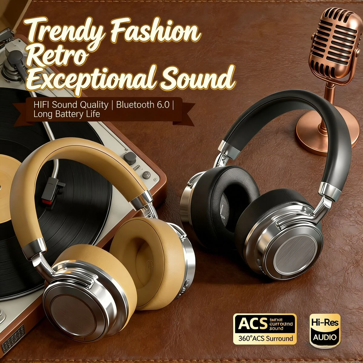 

CR-9 Fashion Retro Metal Style Headphones Dual-Mode Wired Bluetooth Wireless HIFI Comfort Breathable Headsets For Music Game Use