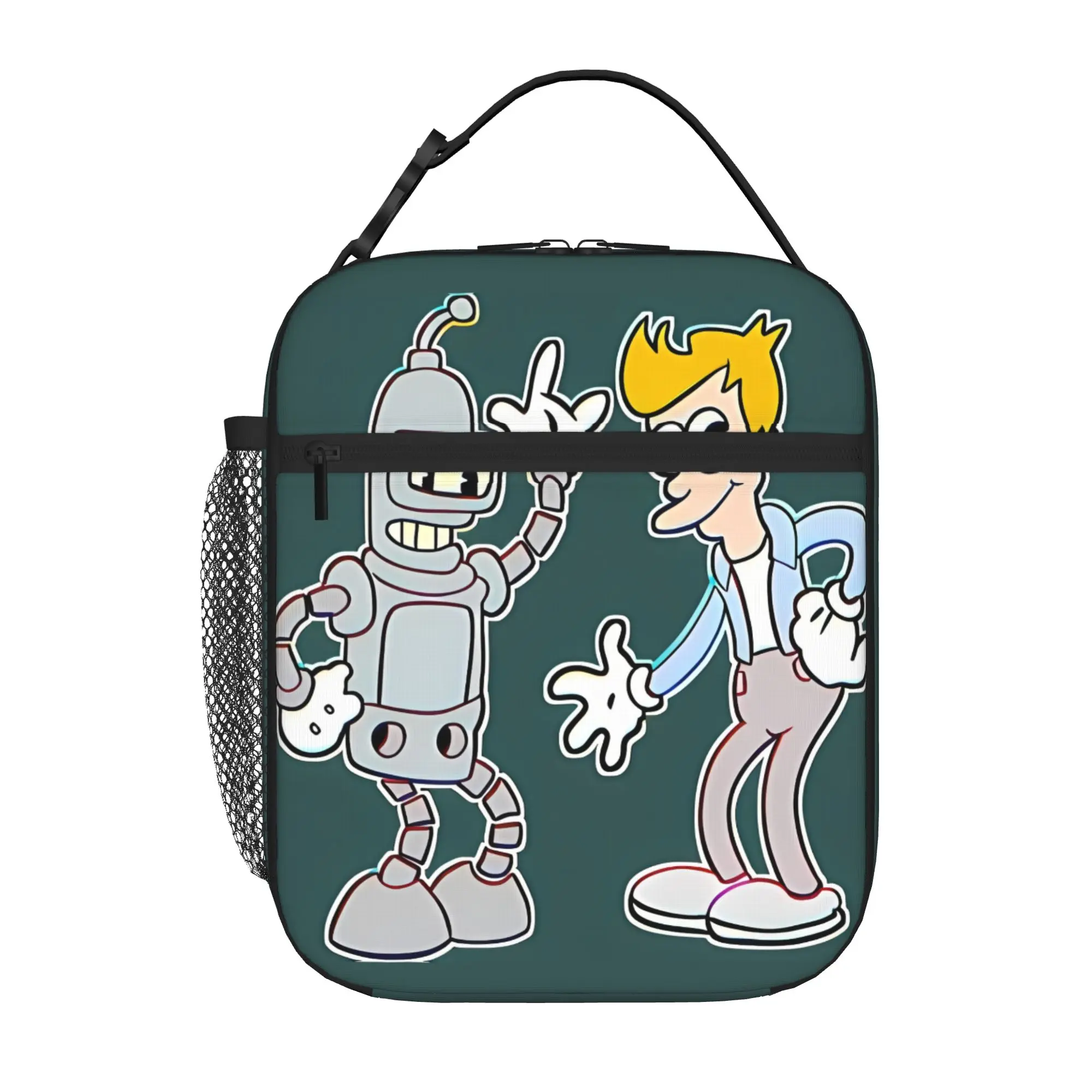 1 Piece For Students Food Container BENDER AND FRY Portable Pocket Futurama Zipper Closure Aluminum Foil Food Pouch For Travel