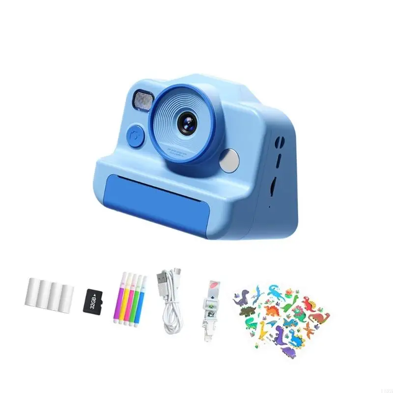 Imprima juguete cámara instantáneamente para niños Fotos 48MP 1080p Videos con tarjeta 32 L8RB