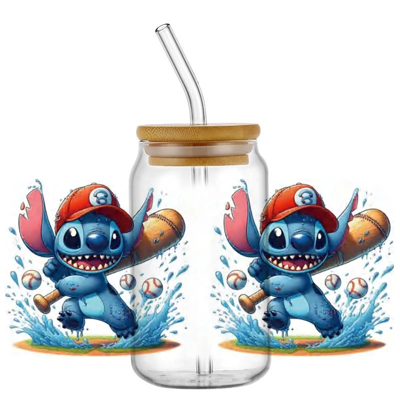 

Stitch Baseball 16OZ UV DTF Cup Wraps Transfer Sticker For Glass Libbey Can Bottle waterproof DIY Custom