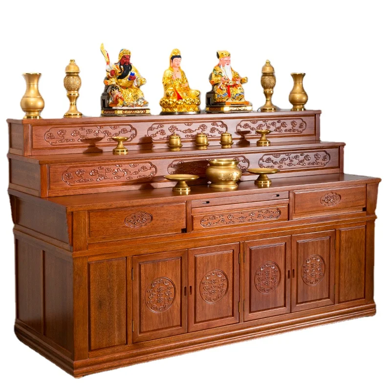 

Qf Solid Wood Buddha Cabinet Altar Altar Three-Layer Altar Cabinet New Chinese Style