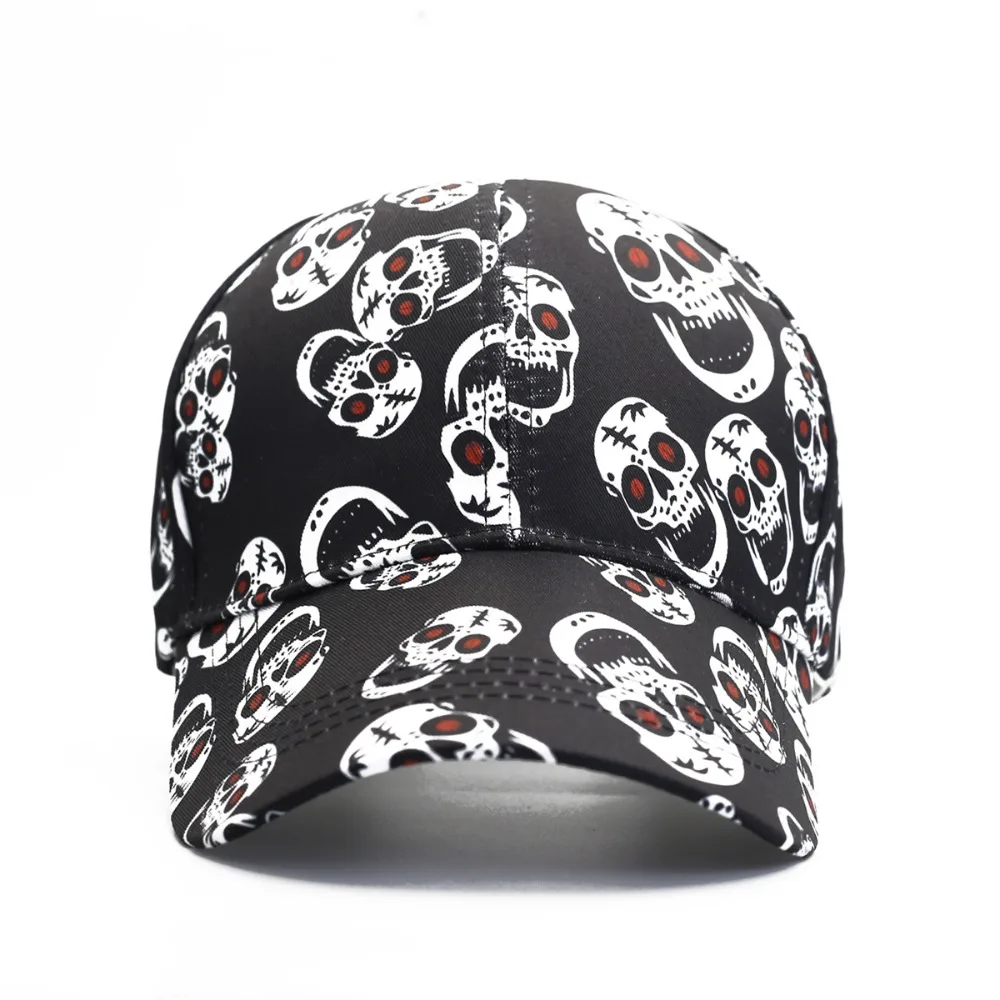 قبعات بيسبول قابلة للتعديل ، هيب هوب ، شخصية ، طباعة جمجمة ، ضد أشعة الشمس ، قبعات غير رسمية ، جودة عالية