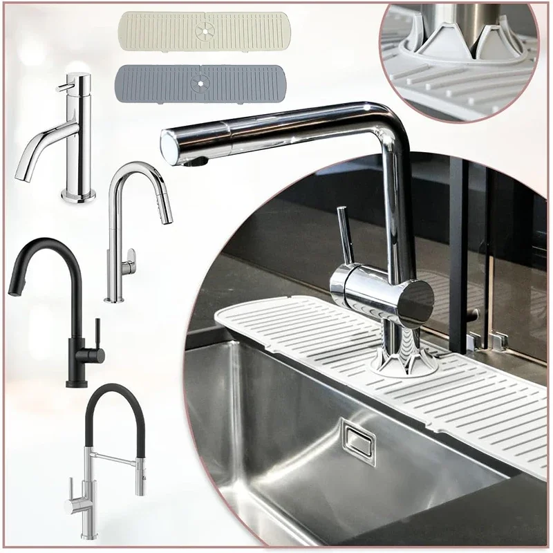 Sink Splash Guard Faucet Mat Handle Drip Catcher Tray Multipurpose for Kitchen Dish Drying Mats Bathroom Countertop Protector