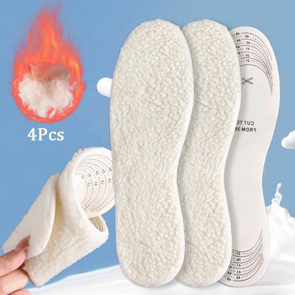 

latex Wool Insole Self Heated Thermal Insoles for Shoes Men Women Winter Feet Warm Snow Boots Inserts Self-heating Shoe Pads