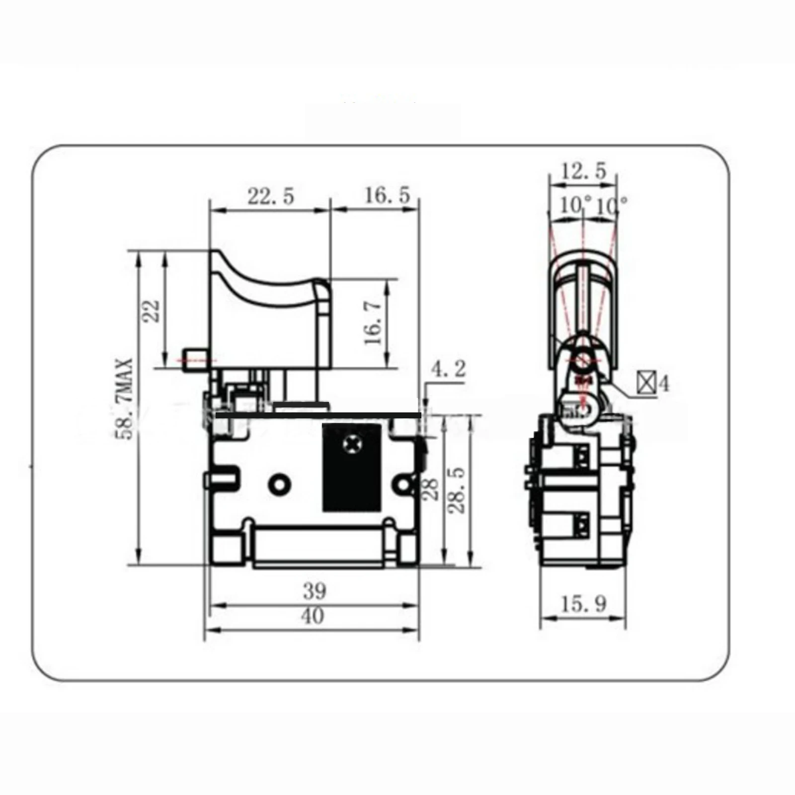 24V Electric Cordless Drill Push Button Switch for Lithium Battery with Small Light for Electric Hand Drill