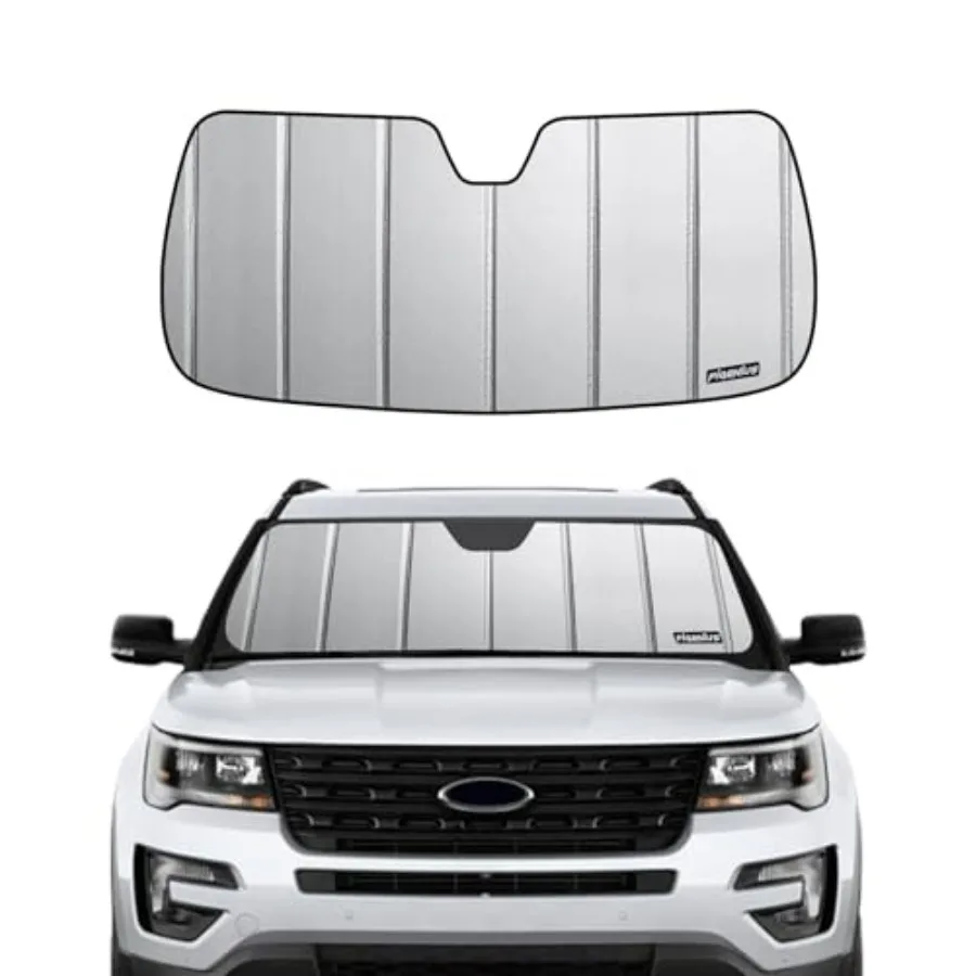 

Windshield Sunshade for Ford Explorer 2016-2019, Premium Grey Leather Finish UV Protection, Foldable Design, Interior Cooling A