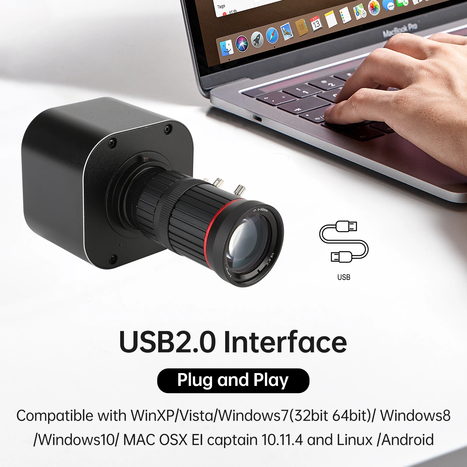 4K HD USB-camera 10x optische zoom 5-50 mm variabele lens 8MP mini-webcamera met microfoons 1920x1080 @ 60fps handmatige focus