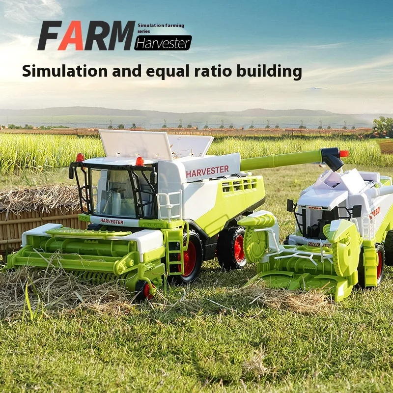 New Agricultural Harvester Wheat Forage Model Oversize Inertia Boy Farmer Tractor Simulation Toy Car Toy Gift