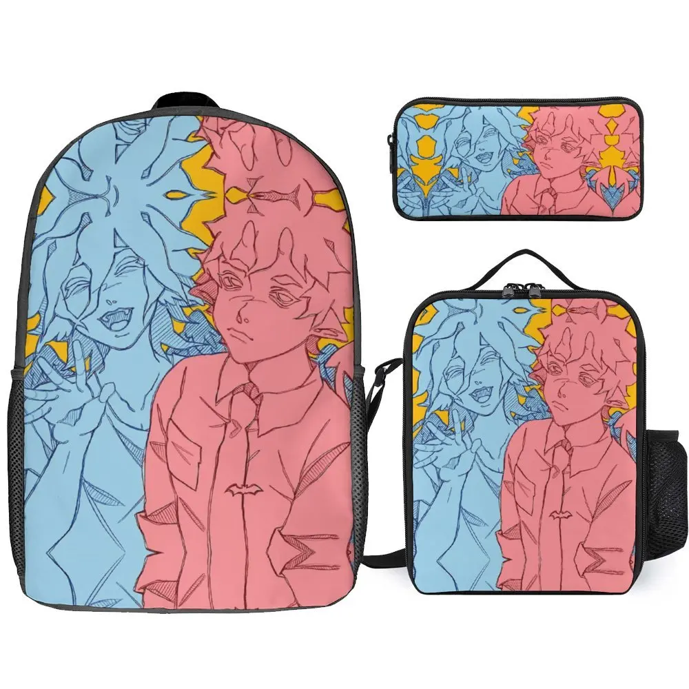 

3 in 1 Set 17 Inch Backpack Lunch Bag Pen Bag Hajime And Nagito Danganronpa 3 Durable Novelty Comfortable Travel Knapsack