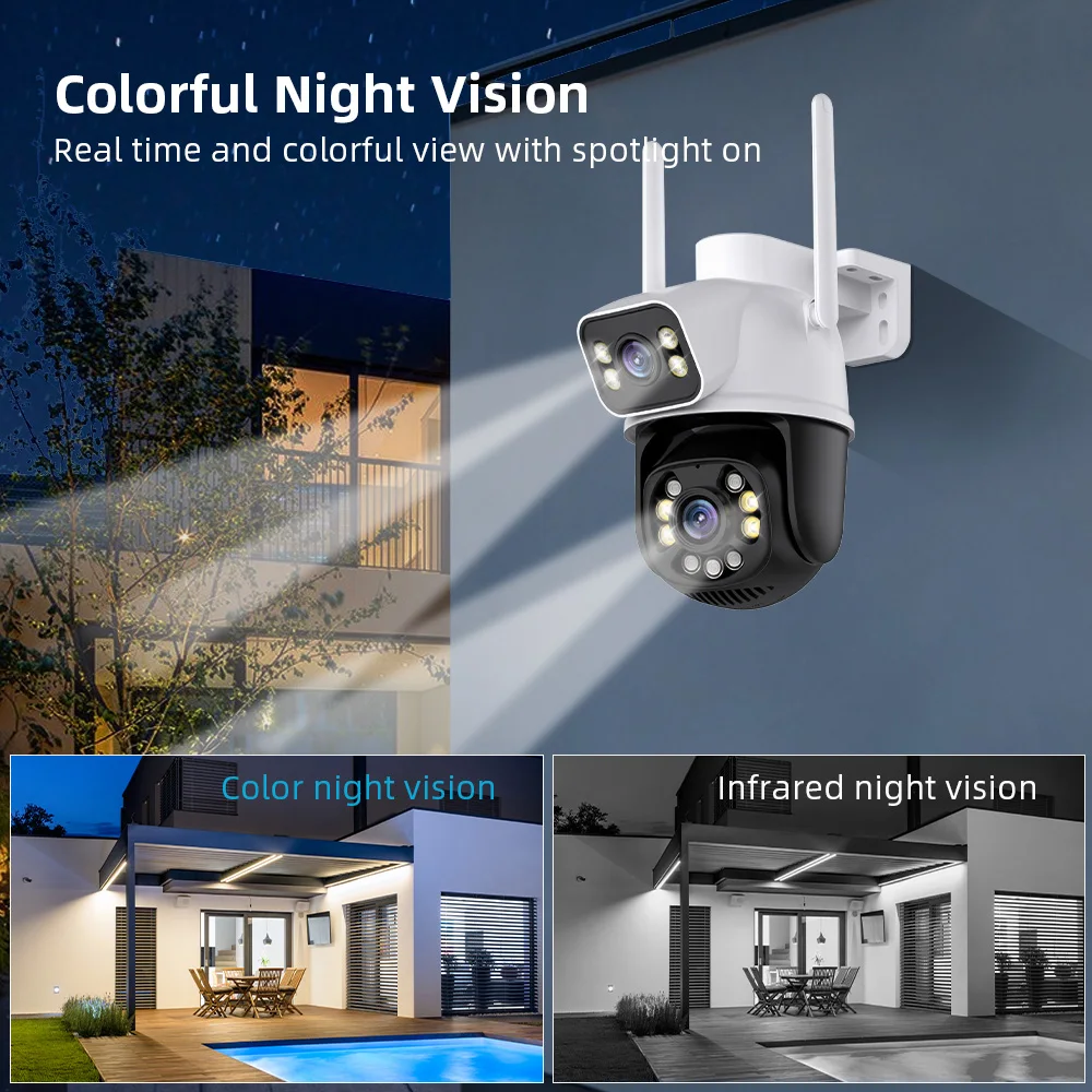 ICSee Wireless Surveillance Camera 4K IP Camera Outdoor Waterproof Wifi Security Camera CCTV Dual Lens Dual Lens Auto Track