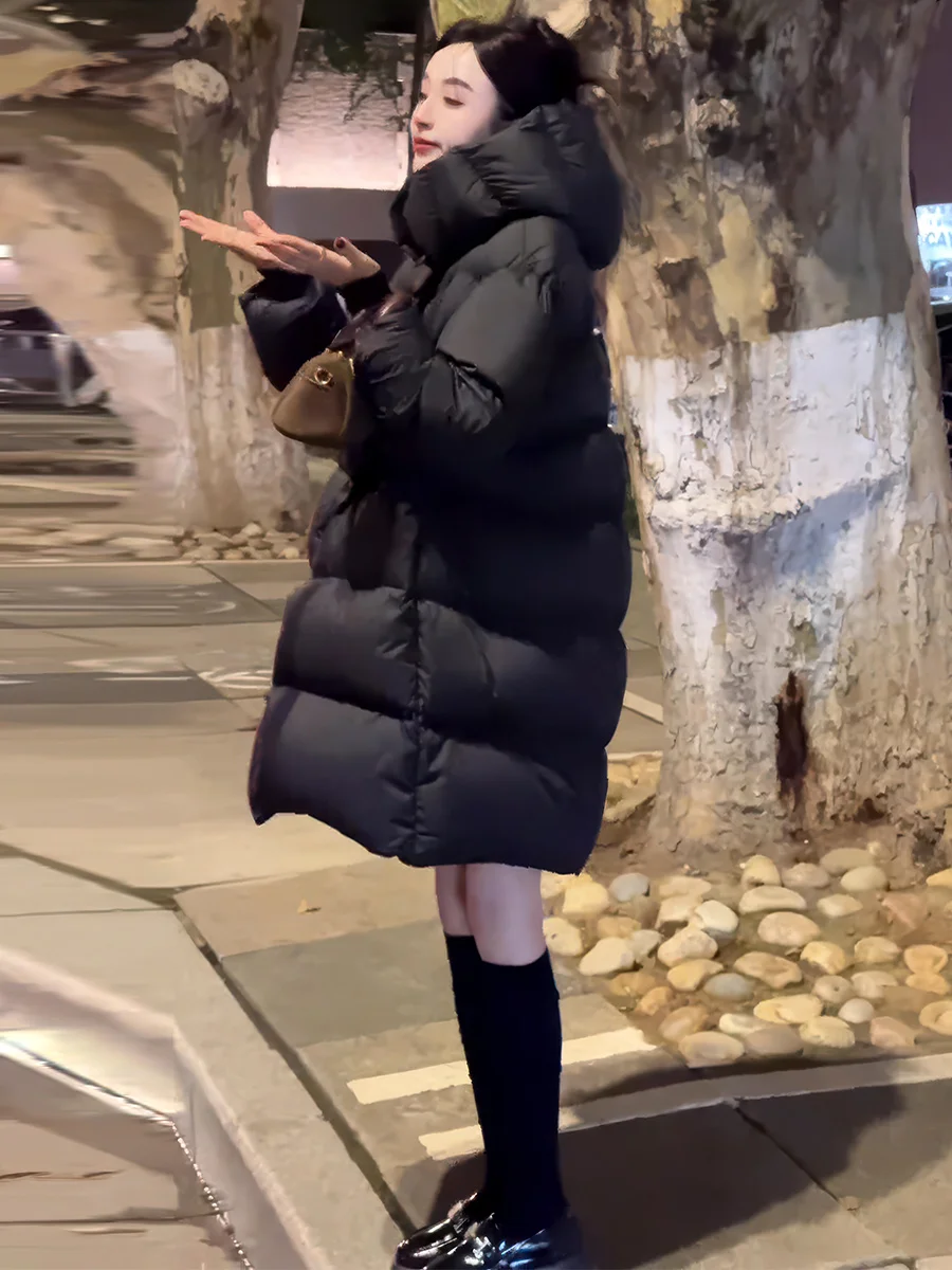 Bla con cappuccio di media lunghezza con piumino Jaet da donna 2025 invernale di piccole dimensioni di fascia alta soffice cappotto di pane tubo dritto