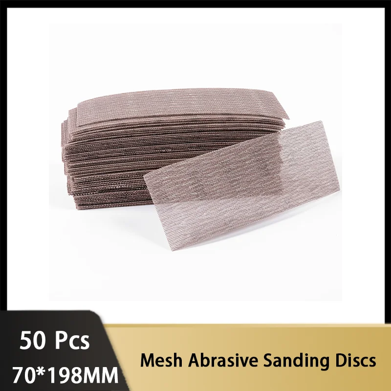 

70*198MM 50 Pcs Mesh Abrasive Sanding Discs Grit 80-400 Assortment Hook and Loop Anti-Blocking Net Sandpaper for Grinding Wood