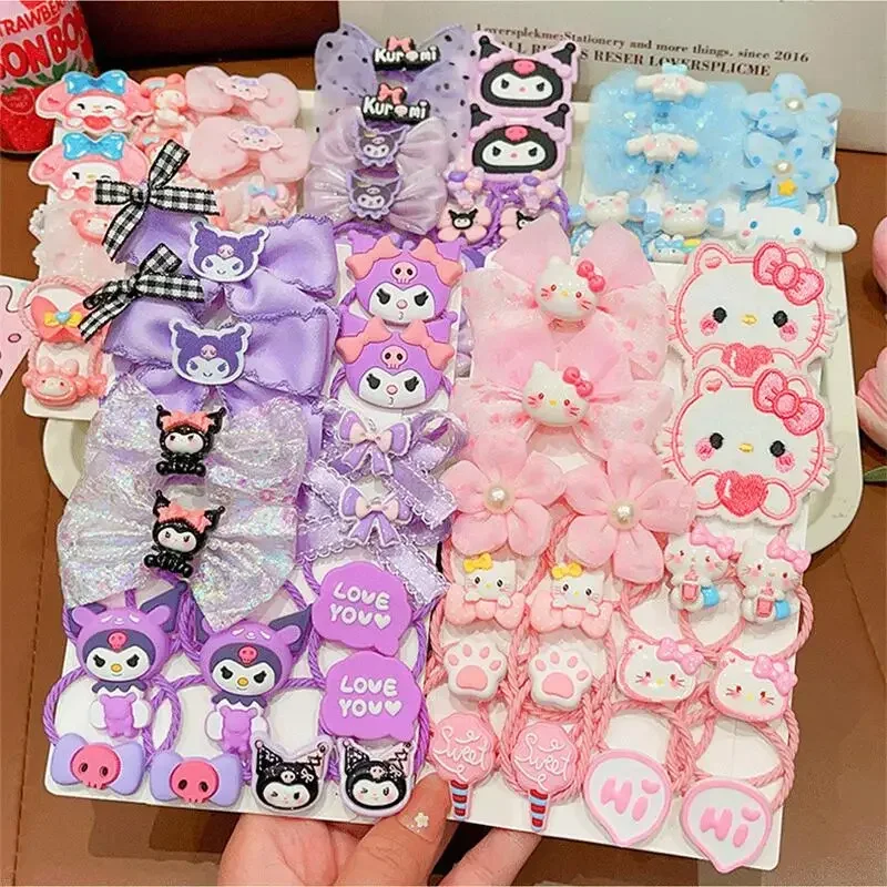 Sanrio Hello Kitty Elastic Hair Bands Cute Cartoon Kuromi Fashion Portable Hair Accessories Hair Rope Girl Holiday Gifts