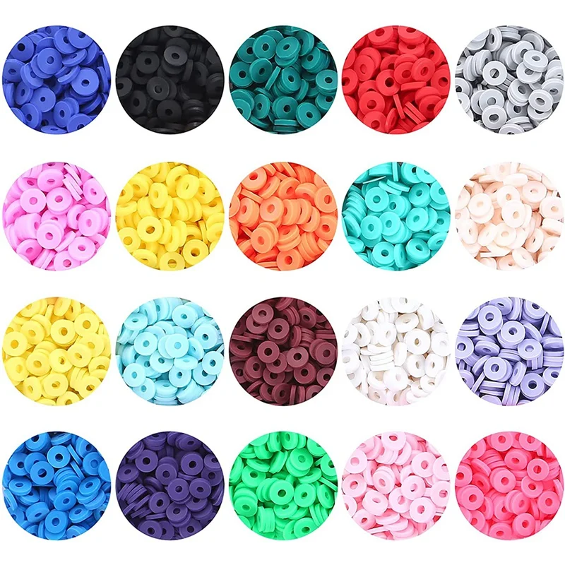 Clay Beads,4000 Pcs Of Round Polymer Clay Spacer Beads,With Pendant And Rope,6Mm Clay Heishi Beads,For Jewelry Making