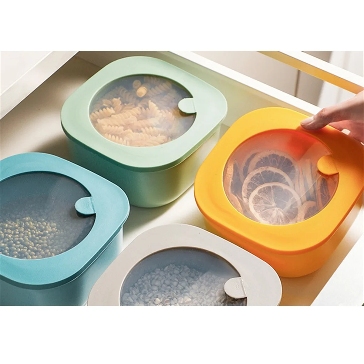 صندوق غداء قابل للتبريد في الميكروويف، صندوق حفظ طازج، صندوق غداء طعام مرئي، وعاء مختوم، صندوق غداء B SQ