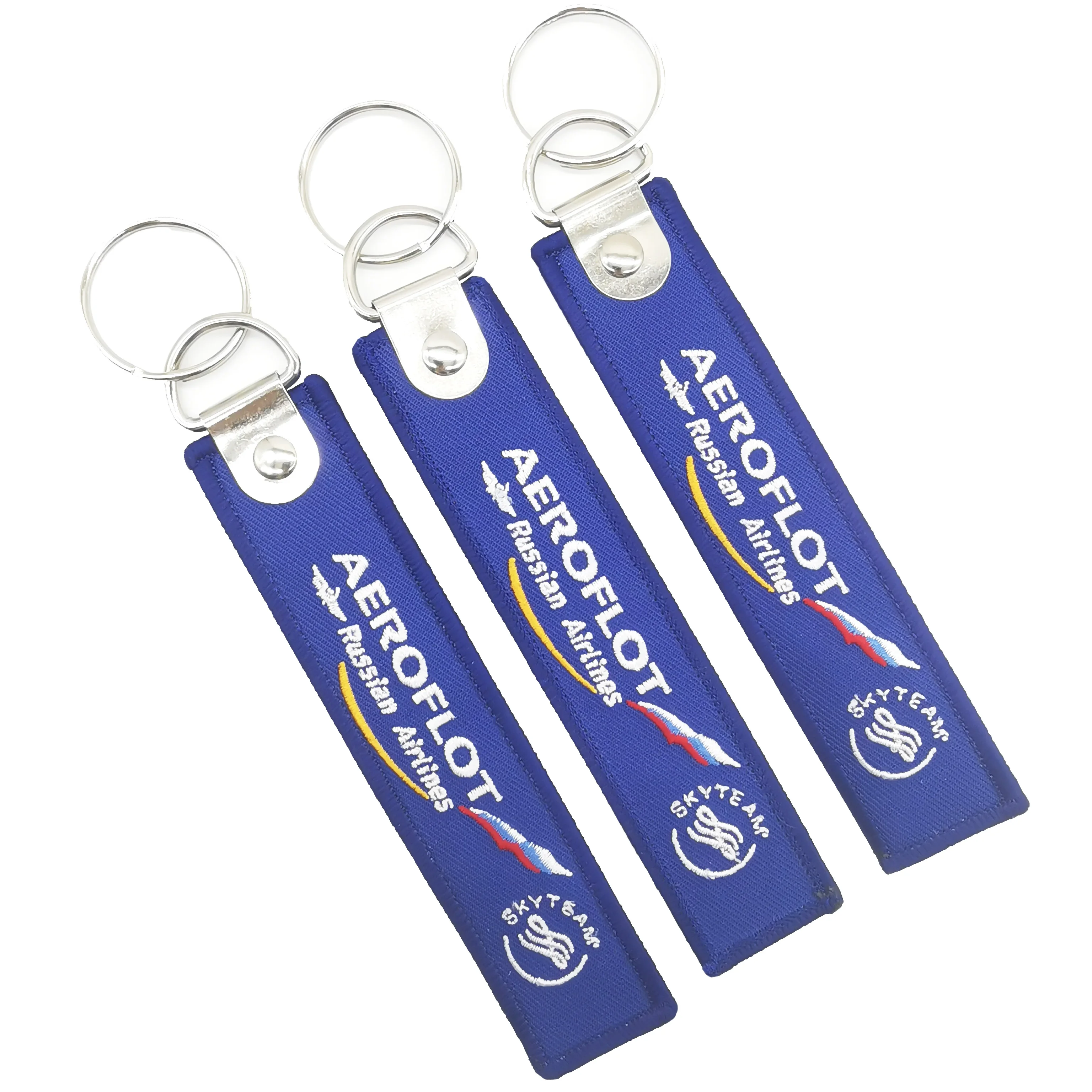 1 PC AEROFLOT Aviation Trinkets Embroidered Keychains Metal Keyring Motorcycle Key Accessories Flight Crew Pilot Aviation Tags