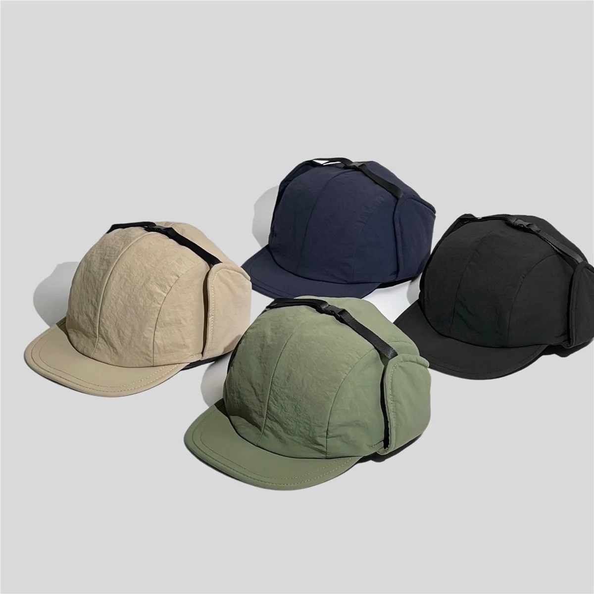 Autumn Winter Thickened Warm Baseball Cap with ear Flaps Customizable Blank 6 Panel Warm Hat  Men and Women Snapback Cap