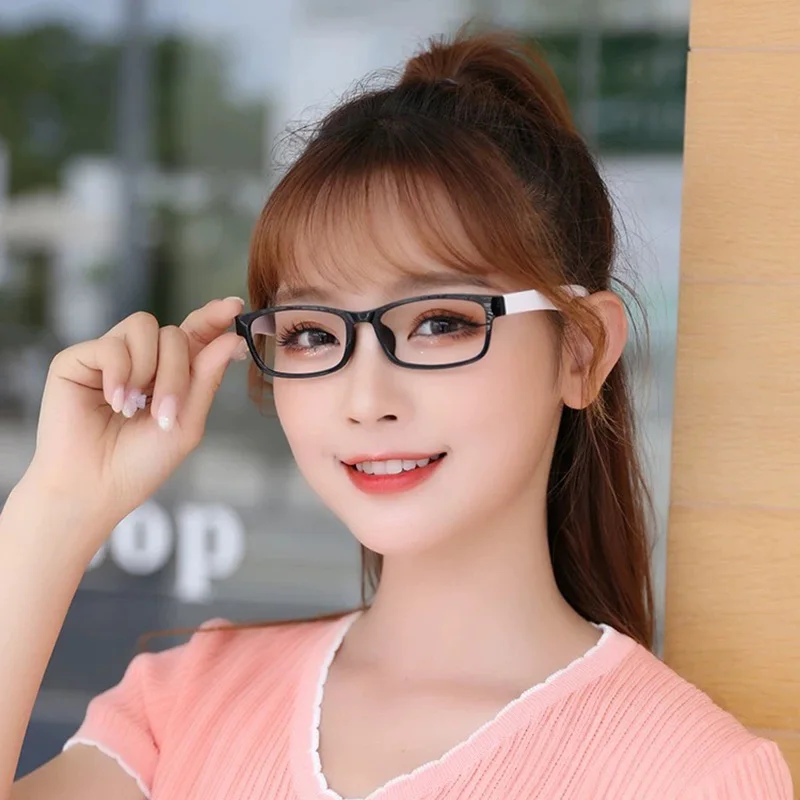 Cubojue Black White Women Reading Glasses Men Anti Blue Light Presbyopia Eyeglasses Frame Male TR90 Spectacles Red Hand