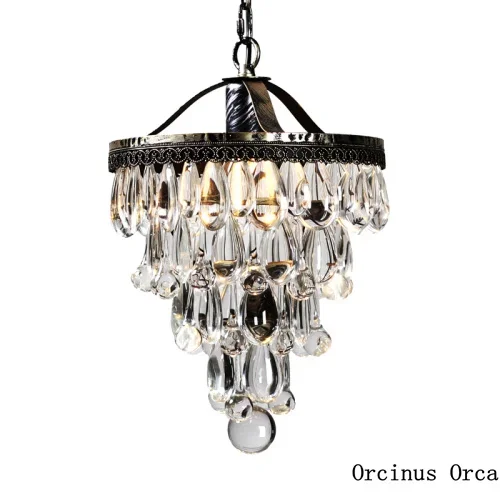 American Rural crystal chandelier corridor bedroom study northern Europe luxury retro led iron crystal chandelier