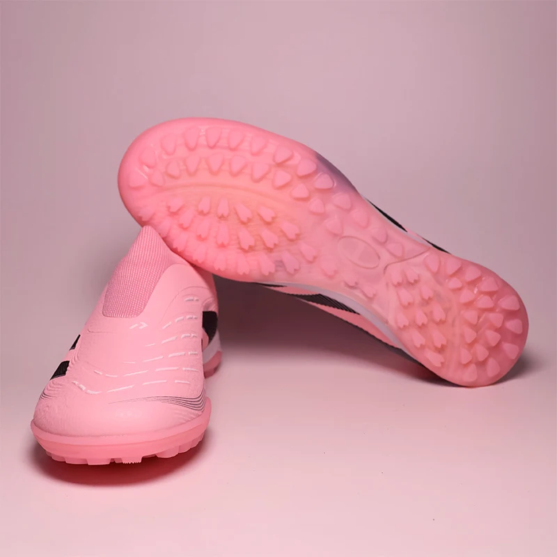 

2503TF Without-Lace Mens Soccer Shoes SLIP-ON Non-Slip Turf Soccer Cleats for Kid TF/FG Training Football Boots Chuteira Campo