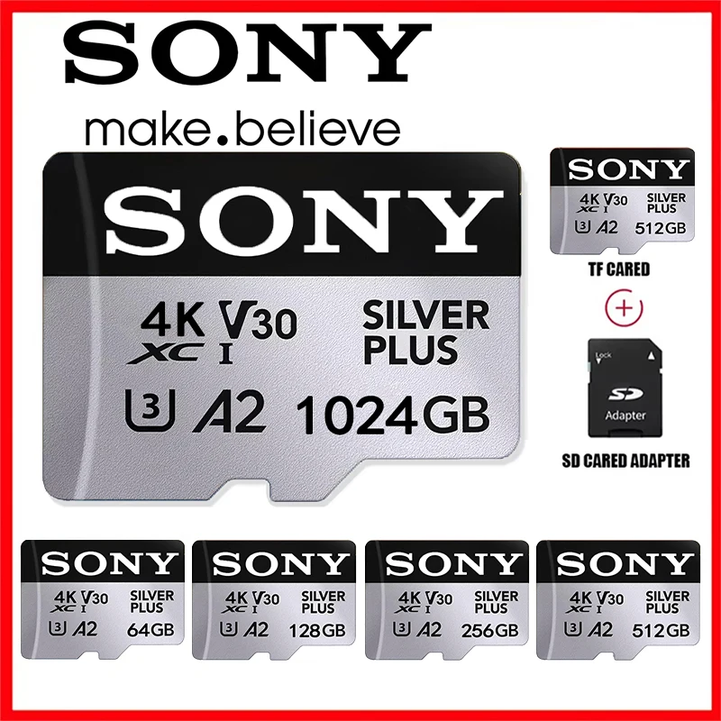 بطاقة ذاكرة سوني 1 تيرا بايت 512 جيجا بايت عالية السرعة C10 بطاقة SD 128 جيجا بايت 256 جيجا بايت 64 جيجا بايت U3 A2 بطاقة ذاكرة فلاش مايكرو Tarjeta SD للهاتف