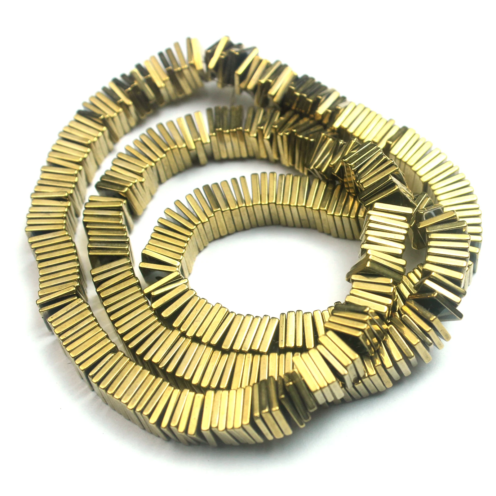 Flache quadratische Flocken aus Gold-Silber-Hämatit-Natursteinperlen, lose Spacer für DIY-Schmuckherstellung, Armbänder, Halsketten, Zubehör – Detail 3