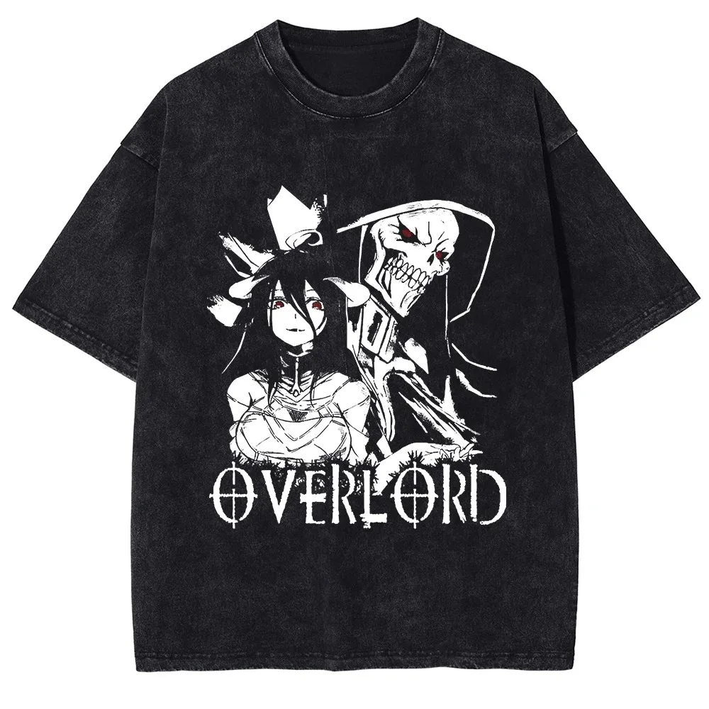 

Японская горячая аниме футболка Overlord мытая футболка большого размера год круглая одежда унисекс высокое качество горячий продукт мягкий дышащий
