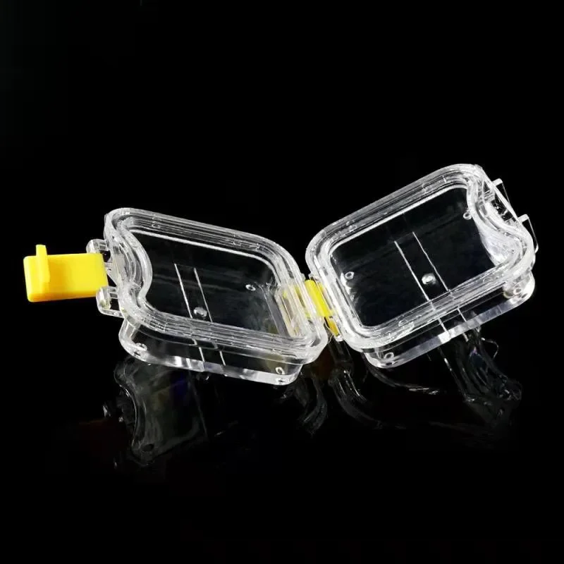 30Pcs Plastic Transparent Dental Box Denture Storage Box with Film Membrane Colorful Hinge for Crown and Bridges