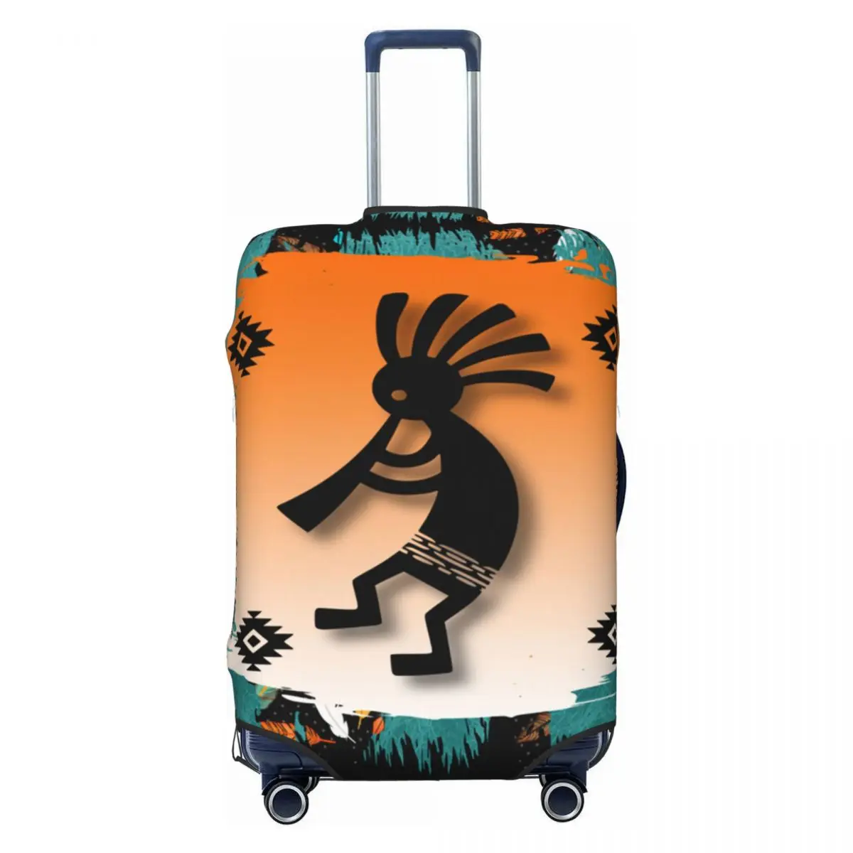 

Пользовательский африканский племенный индейский дорожный чехол для багажа Kokopelli, моющийся чехол для чемодана, подходит для 18-32 дюймов