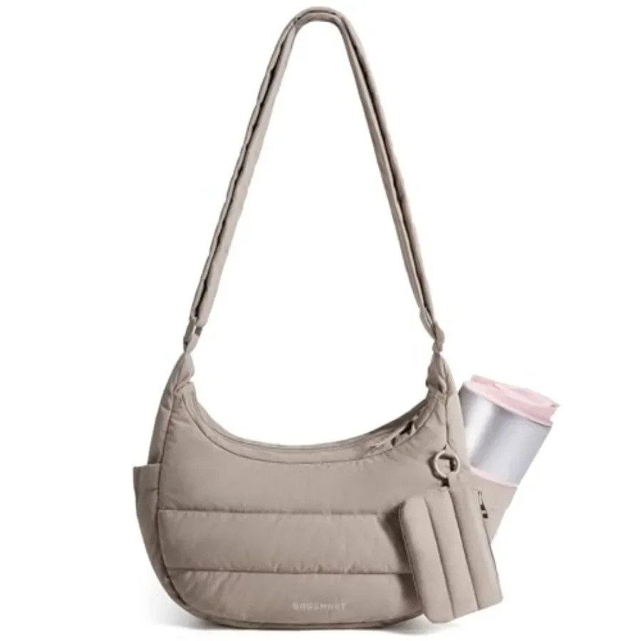

BAGSMART Crossbody Purses for Women with Adjustable Strap, Small Puffer Hobo Bags, Compact Fluffy Shoulder Handbags Pouch