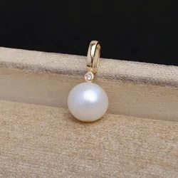 Real AU750 18K Yellow Gold Pendant Mountings Findings Jewelry Settings Accessories Base Parts Fittings for 6-10mm Pearls