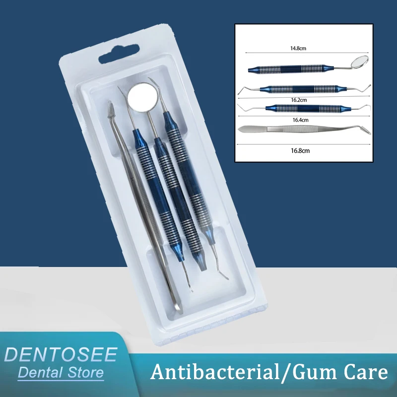 

4Pcs Dental Tartar Scraper Set Teeth Plaque Remover Tool Kit Stain Calculus Cleaner for Oral Care Dentist Hygienist Supplies