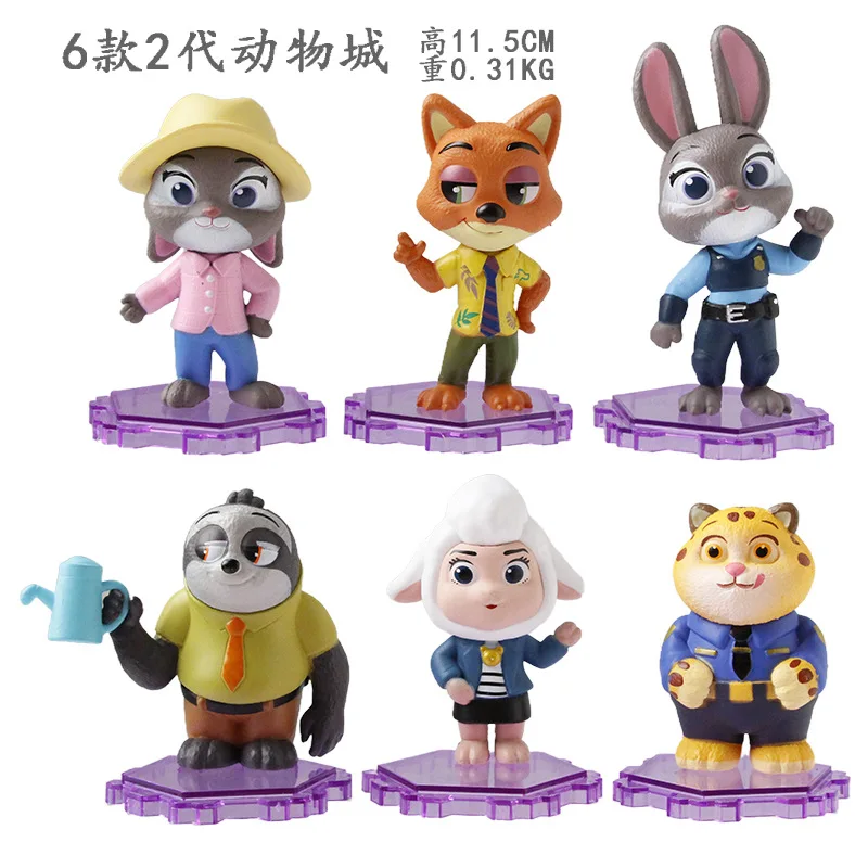 

6 шт./компл. Zootopia 2 фигурка игрушка Джуди кролик Ник фигурка лисы настольная модель украшения игрушки фанаты рождественские подарки