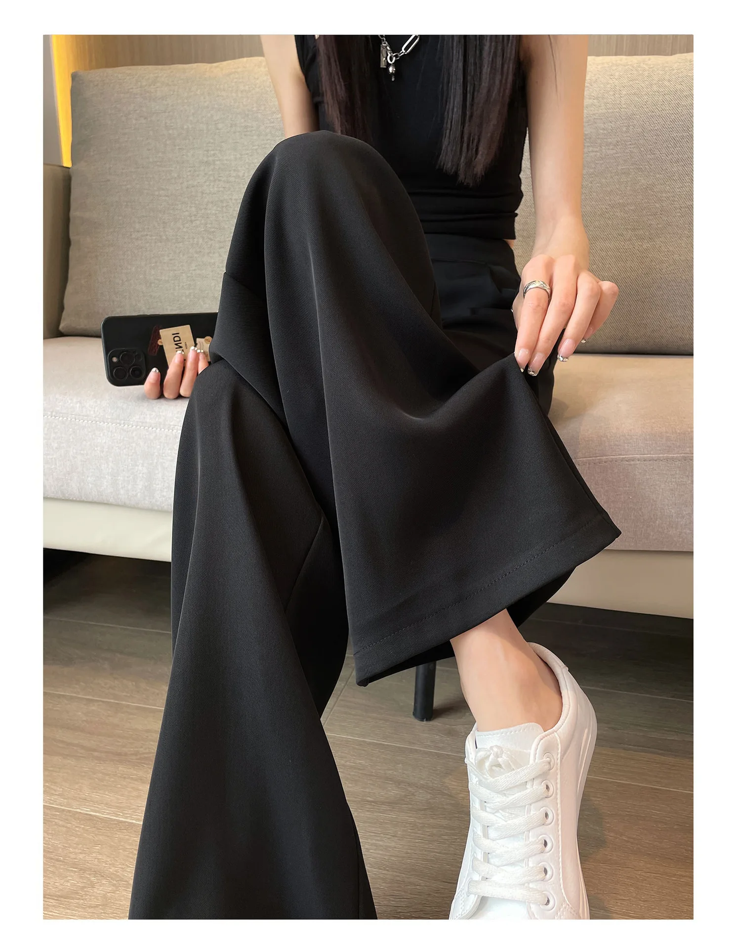 Suit Pants for Spring and Autumn, High-Waisted, Drapey Wide-Leg Pants, 100kg New Plus-Size Summer Thin Casual Narrow Straight-Leg Pants