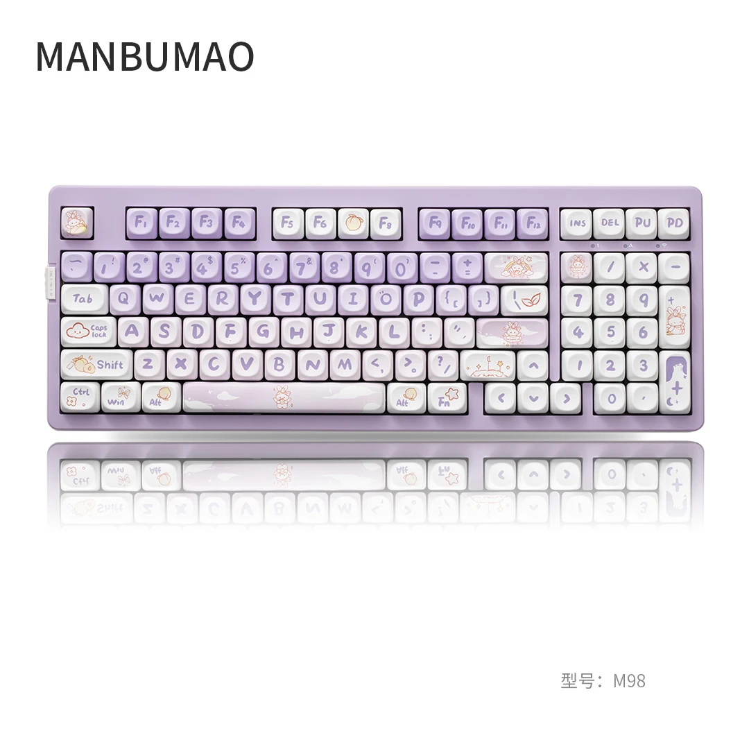 Imagem -05 - Personalizado Coelho Keycap Grupo Gradiente Roxo Processo de Dye-sublimação Pbt 142 Teclas para Teclado Aula F87 F99 Vgns99 Altura Moa