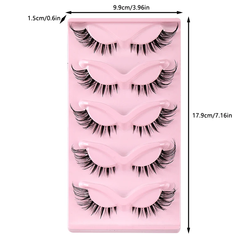 5 Pairs Cat Eye Lashes Faux Mink Eyelashes Natural Long Manga Lashes Winged End Eye Elongated Eyelashes Fake Lashes Makeup