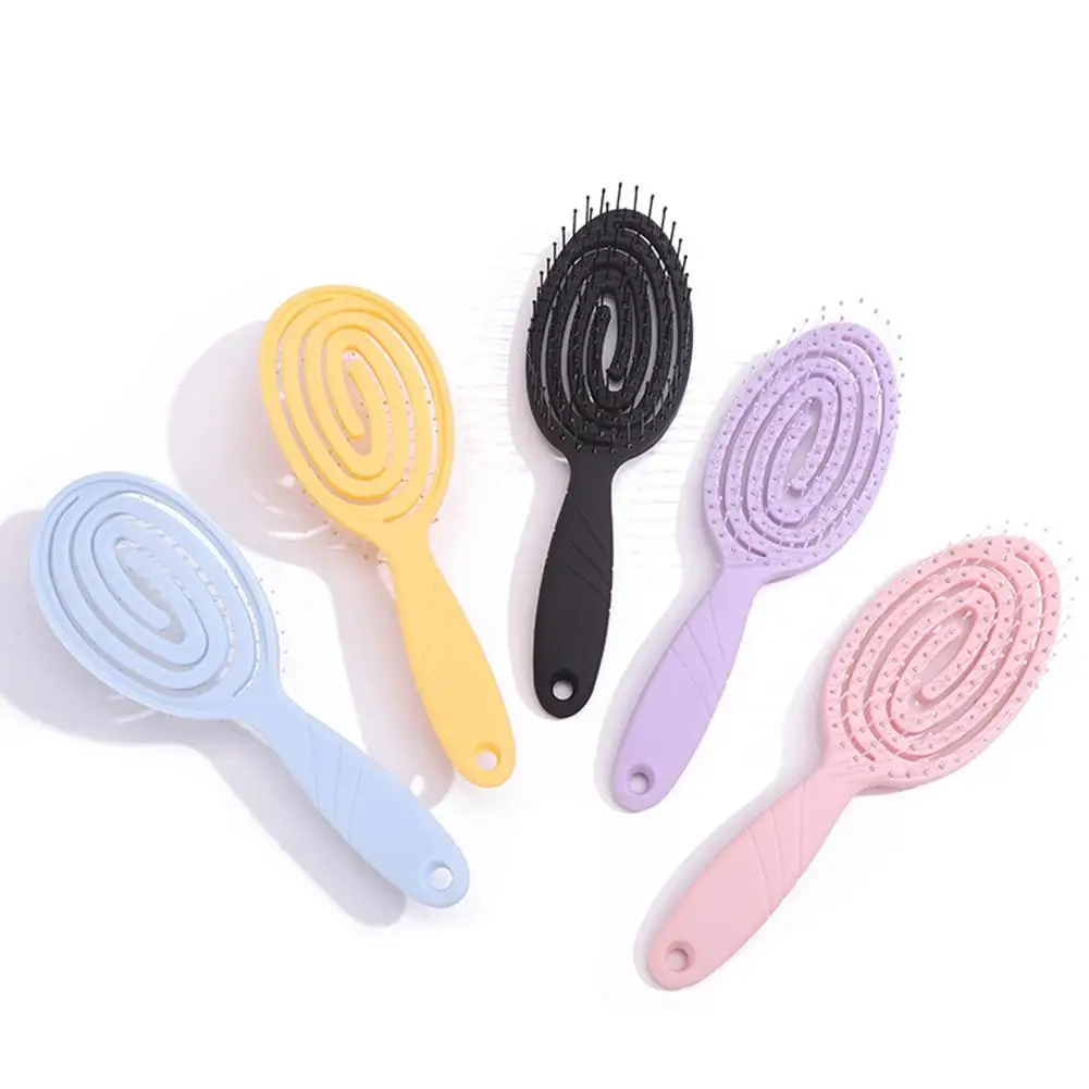 Hollow Back Comb Oval Comb Circular Bead Head Non-skin Curved Row Comb Household Multi-functional Wet Dry Dual-Use Hair Comb