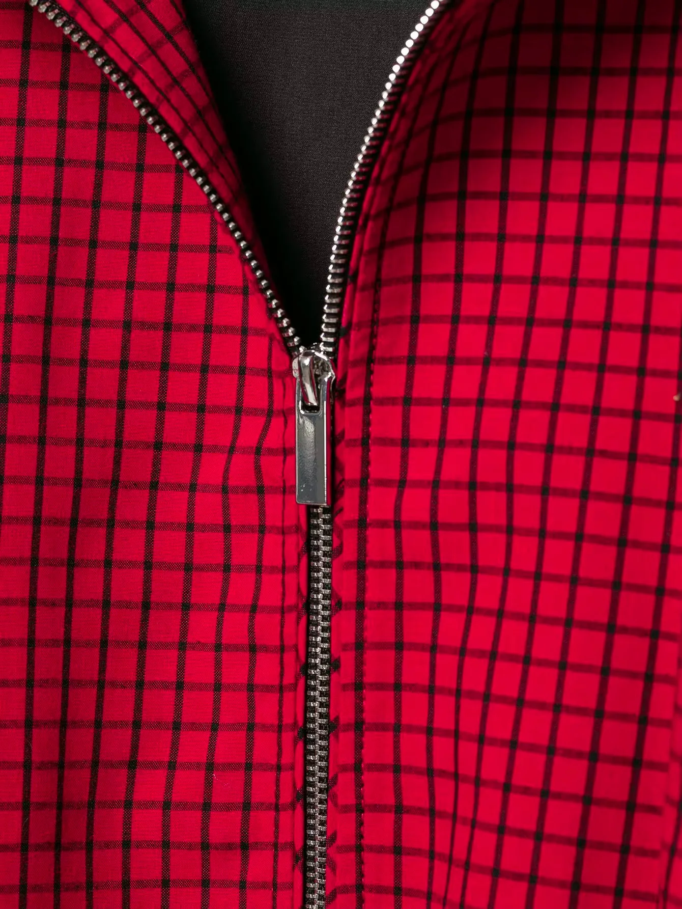 HH Damenmode, Jacke im High-Street-Stil, rot, dünnes Karomuster, Reißverschluss, mit Taschen, lockere Passform, Frühling/Herbst, Y2K, lässiger Mantel. – Detail 8