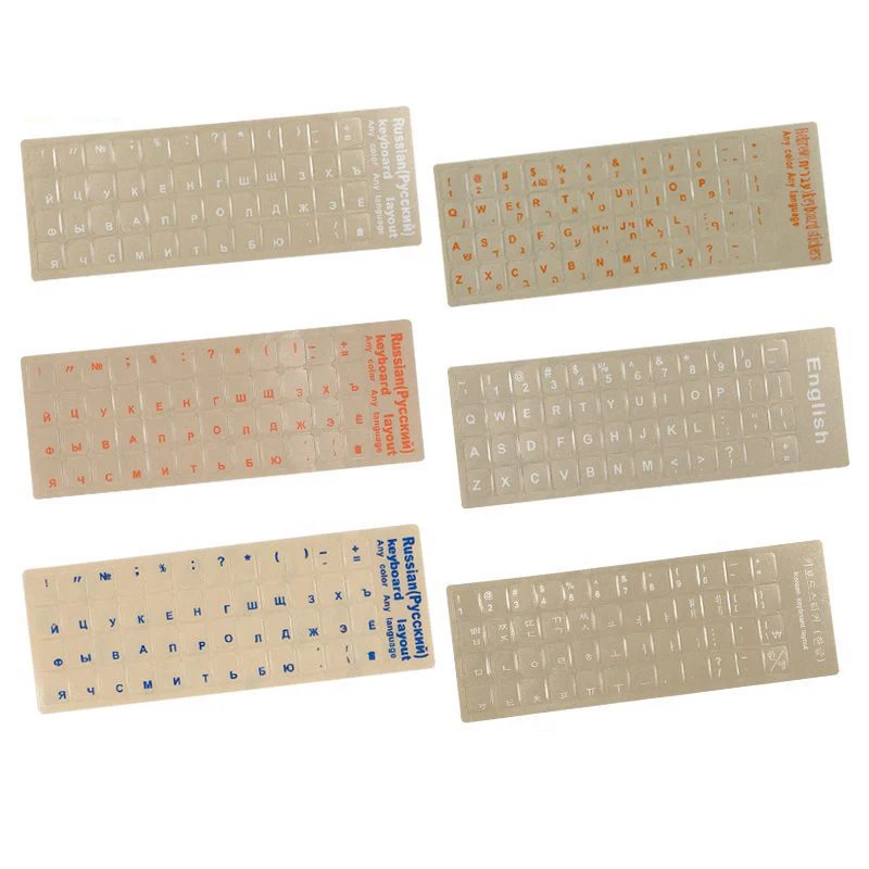 Wear-Resistant Keyboard Stickers Letter Alphabet Layout Sticker For Laptop Desktop PC Accessories Russian/English/Hebrew/Korean