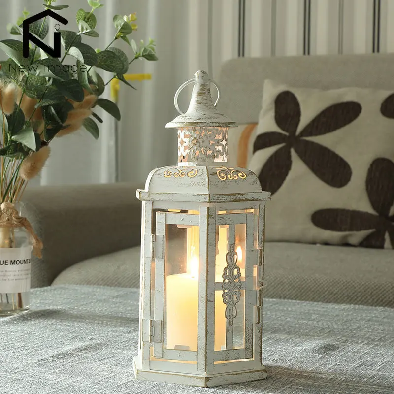 Outdoor Garden Candle Holder Lantern Home Decor Gift Bedroom Handle Hanging For Christmas Tabletop Portable Decoration