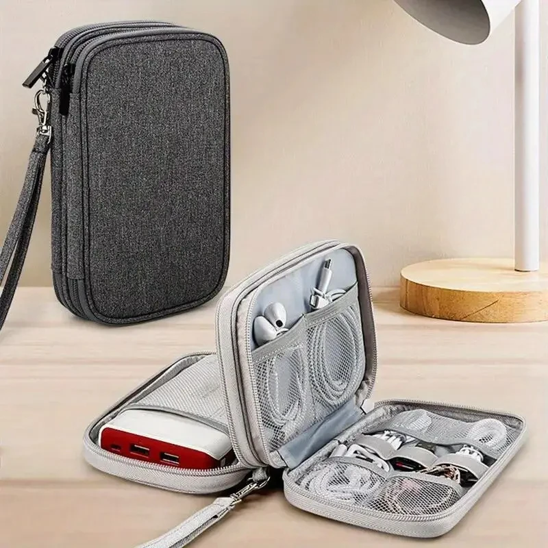 Double Layer Oxford Cloth Storage Bag Waterproof Travel Organizer for Power Bank Earphone Cable Electronics Accessories